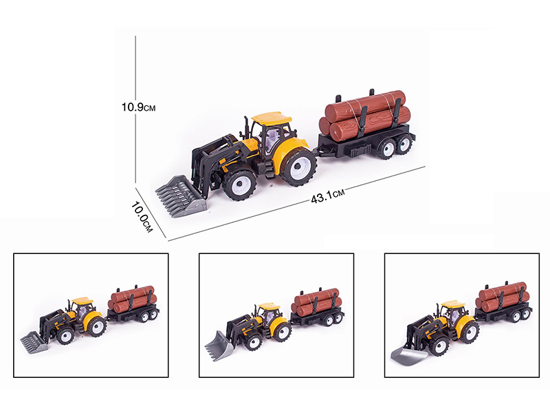 Friction Farm Tractor Drags Logs