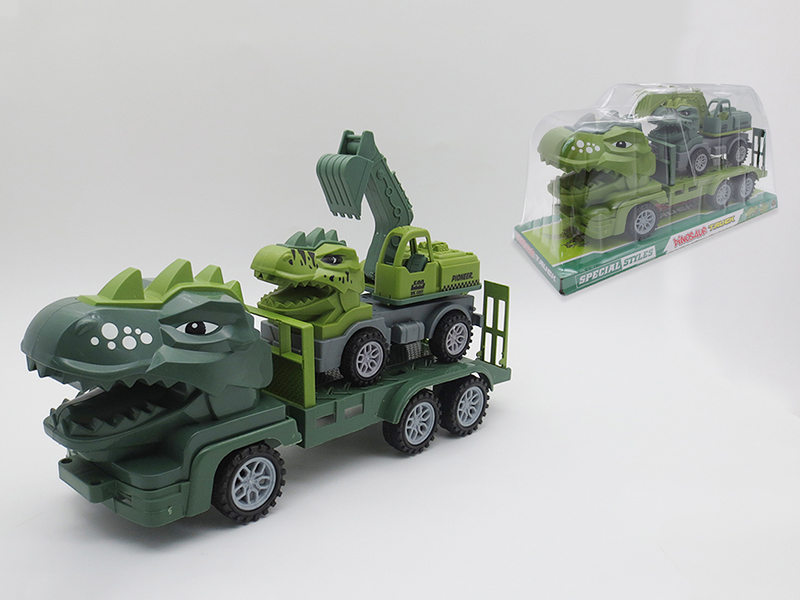 Friction Dinosaur Trailer With Dinosaur Excavator