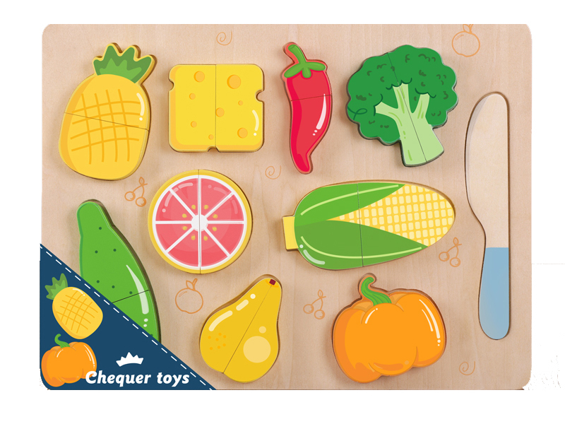 Large Size Cutting Board Puzzle Cutting Fruits And Vegetable Wooden Toys