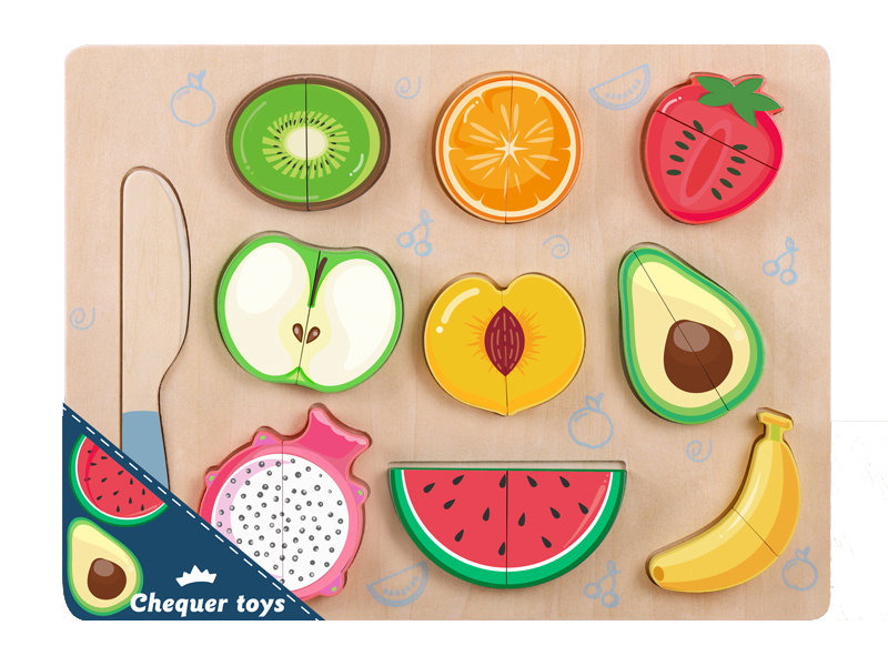 Large Size Cutting Board Puzzle Cutting Fruits Wooden Toys