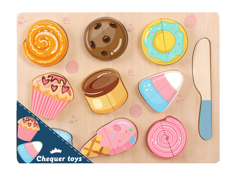 Wooden Large Size Dessert Cutting Puzzle Board