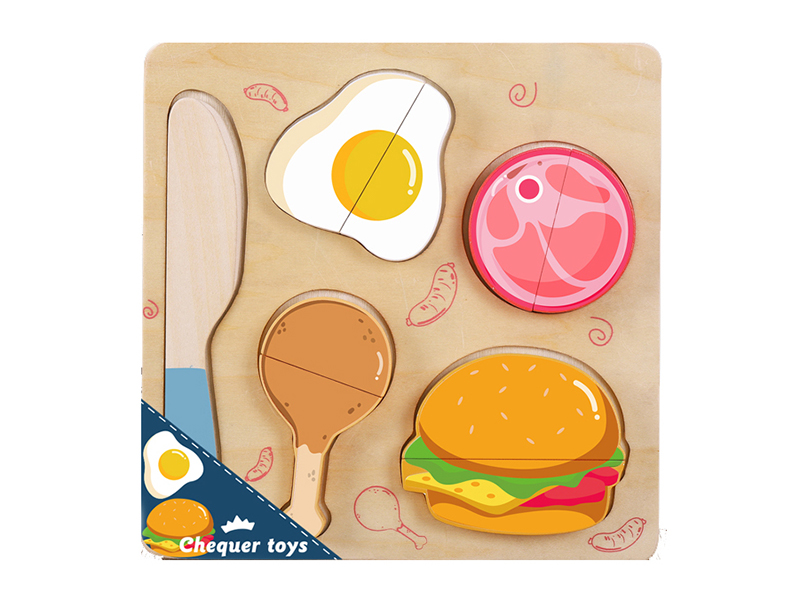 Small Size Matching Board Puzzle Wooden Food Cutting Toy