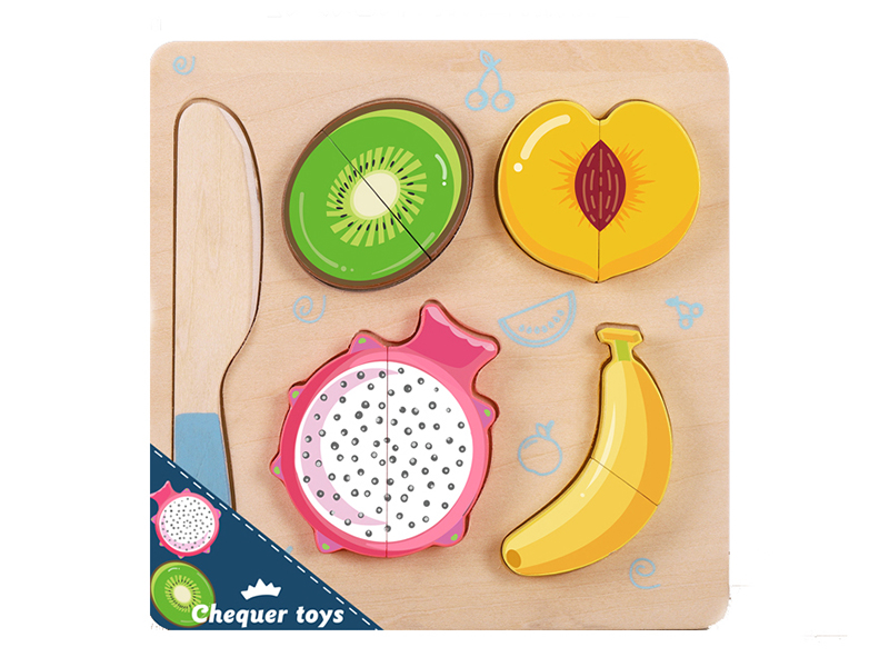 Small Size Matching Board Puzzle Wooden Fruits Cutting Toy