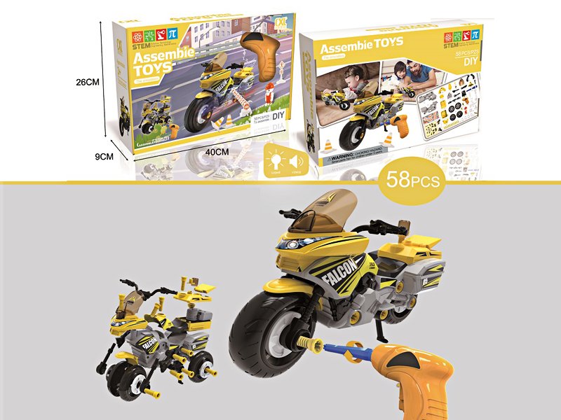 Diy Assembled Motorcycle With Light And Sound