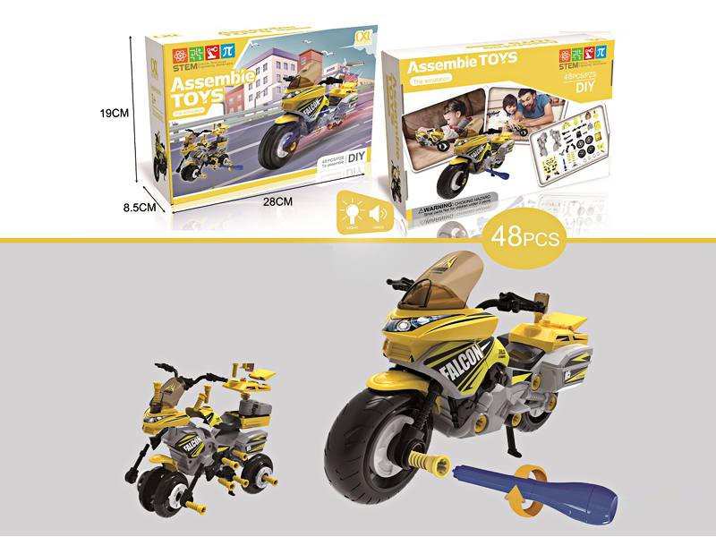 Diy Assembled Motorcycle With Light And Sound