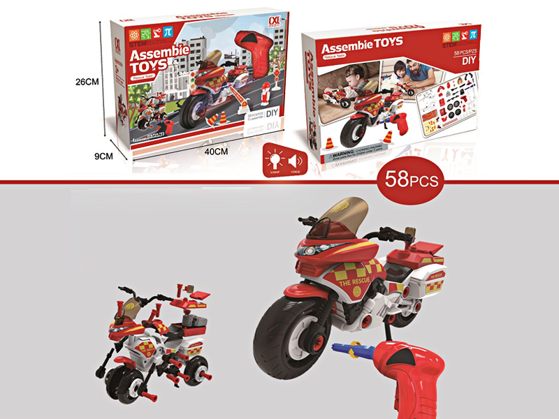 Diy Assembled Motorcycle With Light And Sound