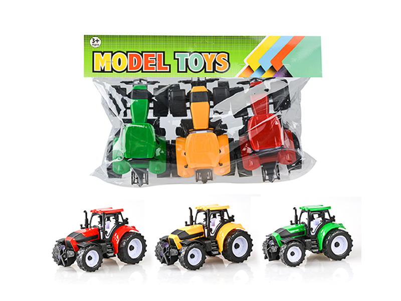 3Pcs Friction Large Farmer'S Car