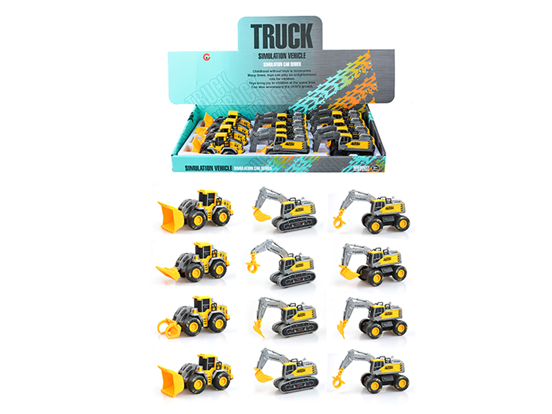 12Pcs Friction Small Engineering Vehicle