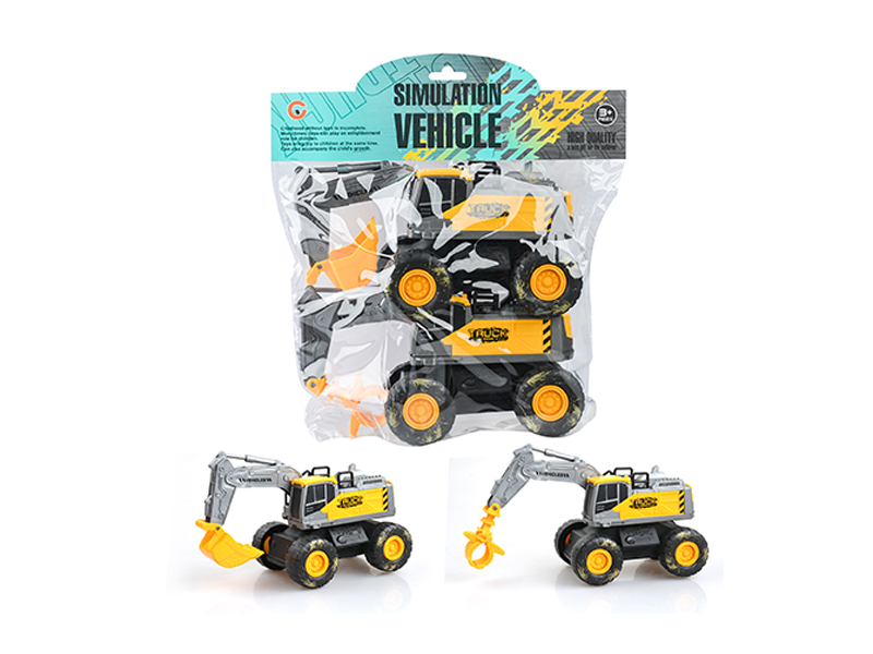 2Pcs Friction Small Engineering Vehicle