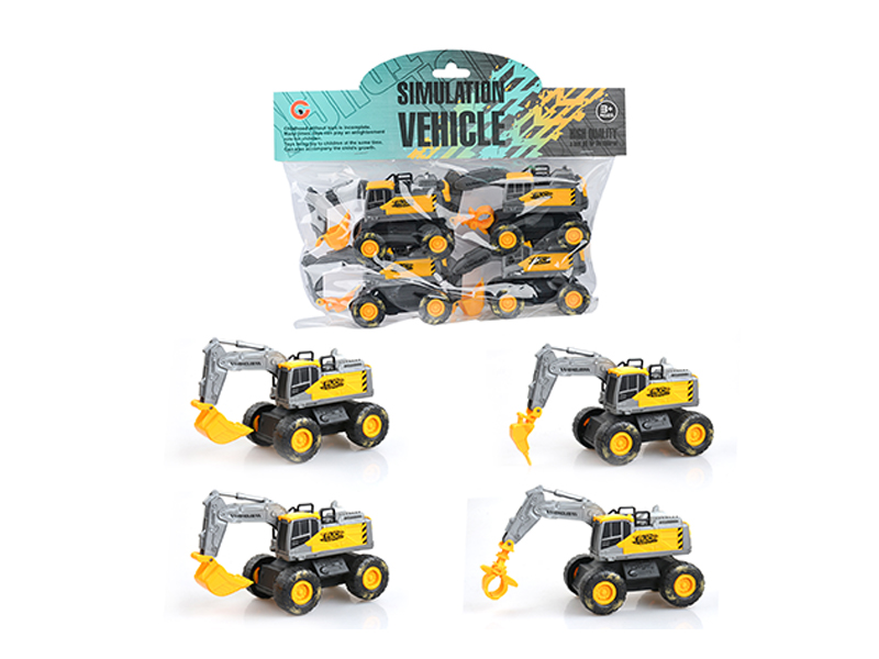 4Pcs Friction Small Engineering Vehicle