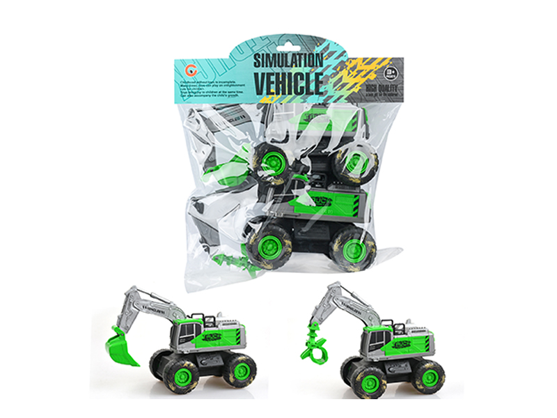 2Pcs Friction Small Engineering Vehicle