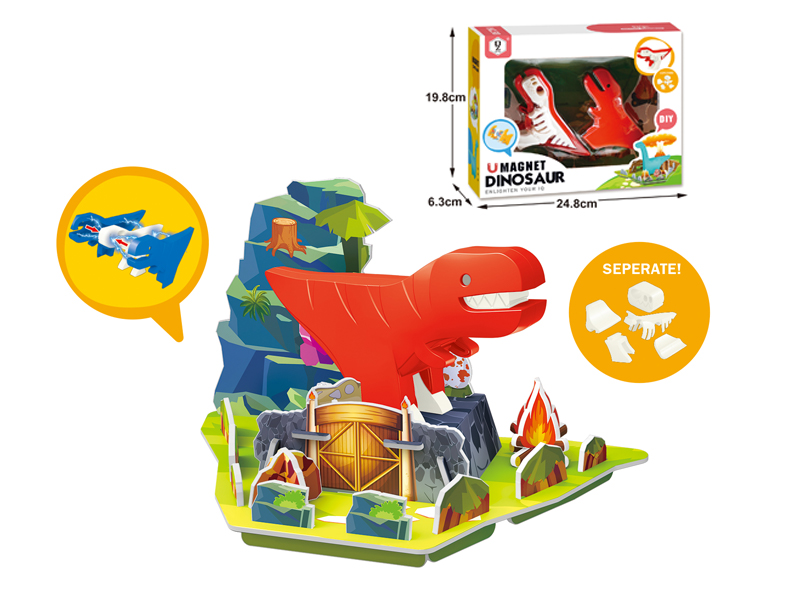 Assembled Building Block Dinosaur With Skeleton