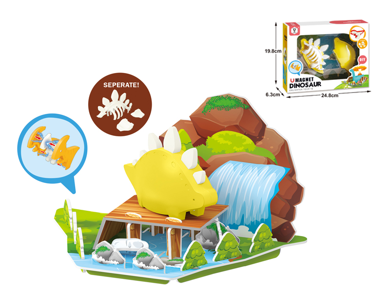 Assembled Building Block Dinosaur With Skeleton