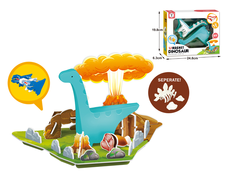 Assembled Building Block Dinosaur With Skeleton