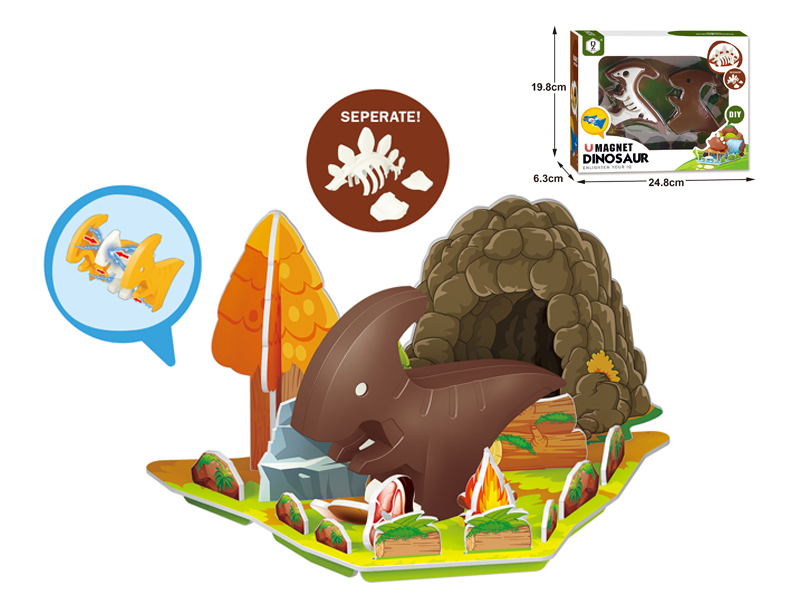 Assembled Building Block Dinosaur With Skeleton