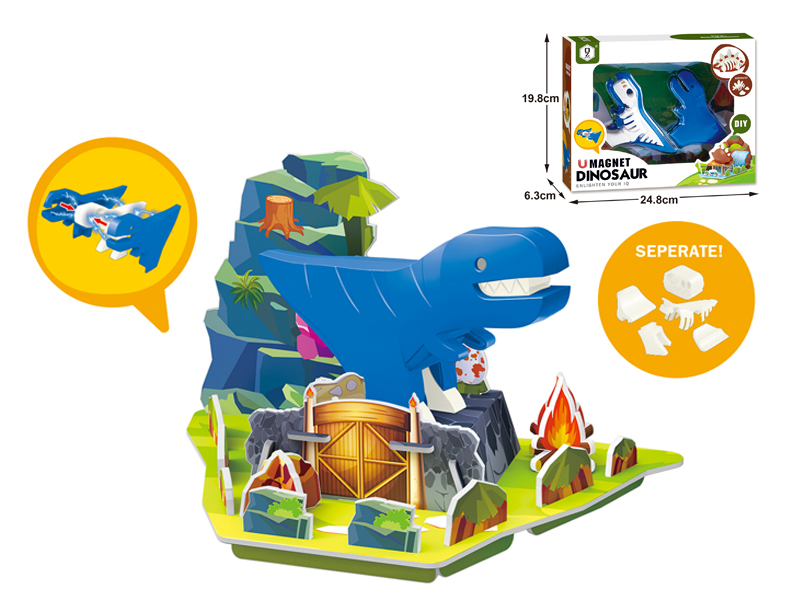 Assembled Building Block Dinosaur With Skeleton