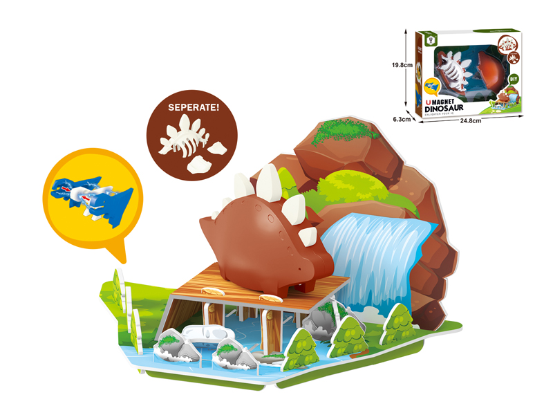 Assembled Building Block Dinosaur With Skeleton