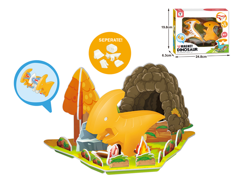Assembled Building Block Dinosaur With Skeleton