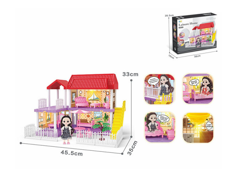 Diy Villa Set With Furniture /6-Inch Doll / Single Light