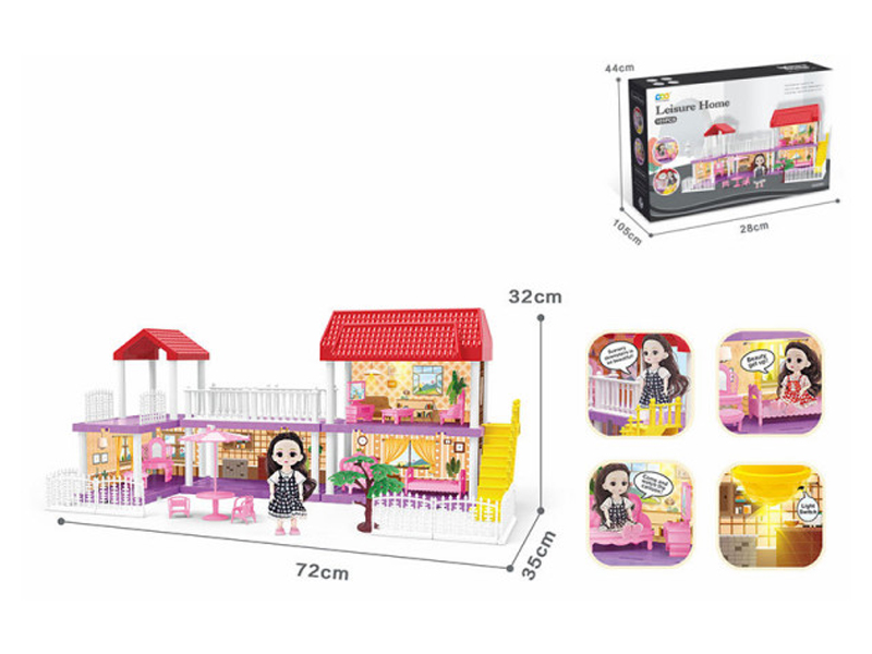 Diy Villa Set With Furniture /6-Inch Doll / Single Light