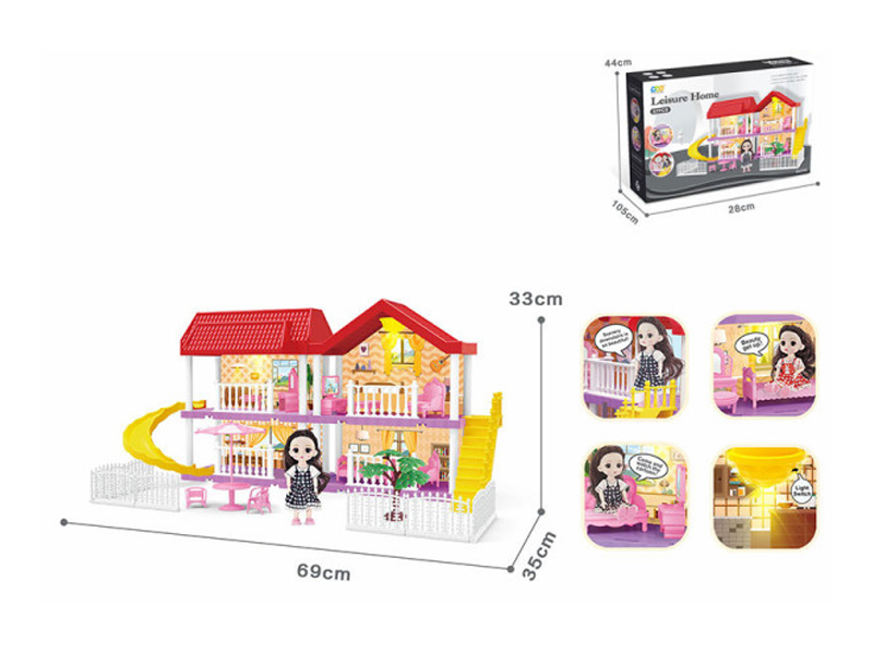 Diy Villa Set With Furniture /6-Inch Doll / Double Light