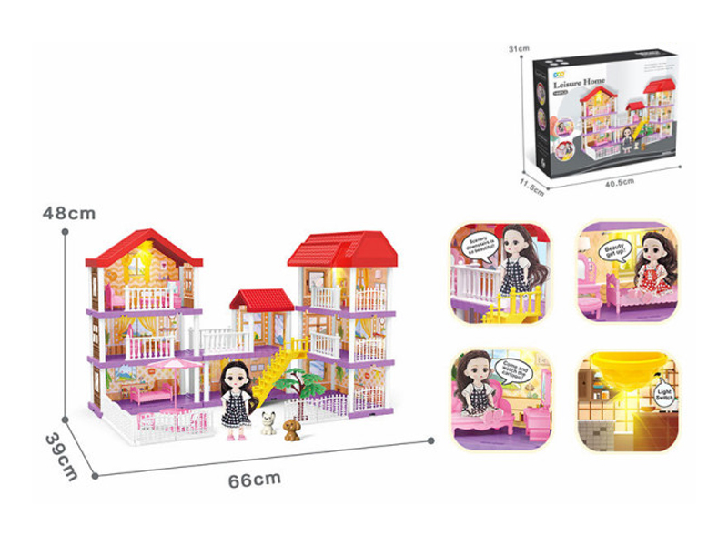 Diy Villa Set With Furniture /6-Inch Doll / Double Light