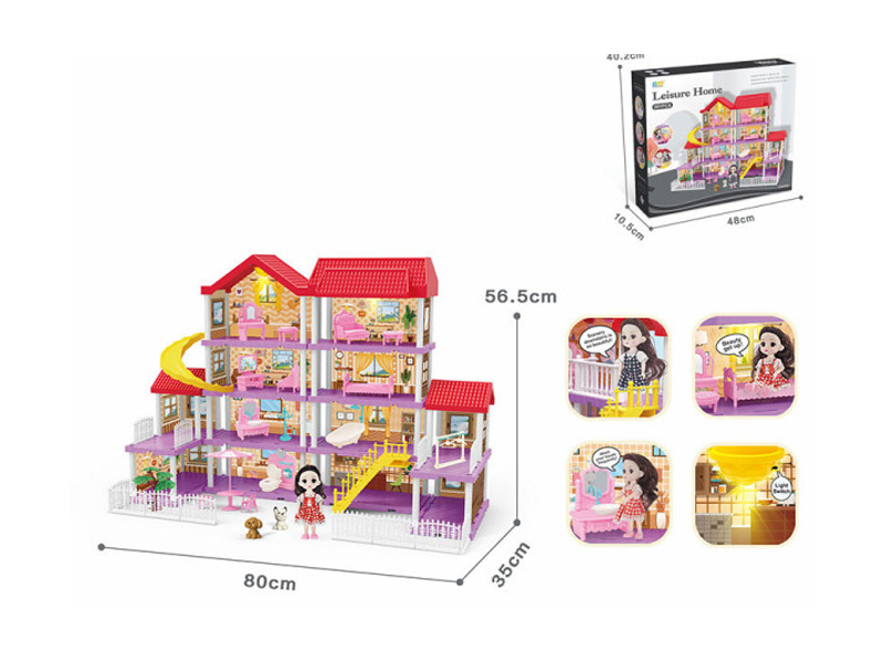 Diy Villa Set With Furniture /6-Inch Doll / Double Light