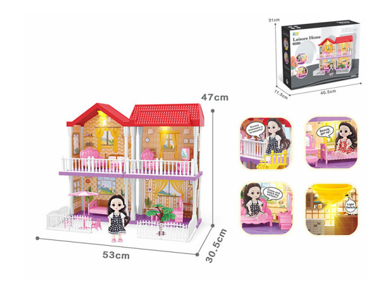 Diy Villa Set With Furniture /6-Inch Doll / Double Light