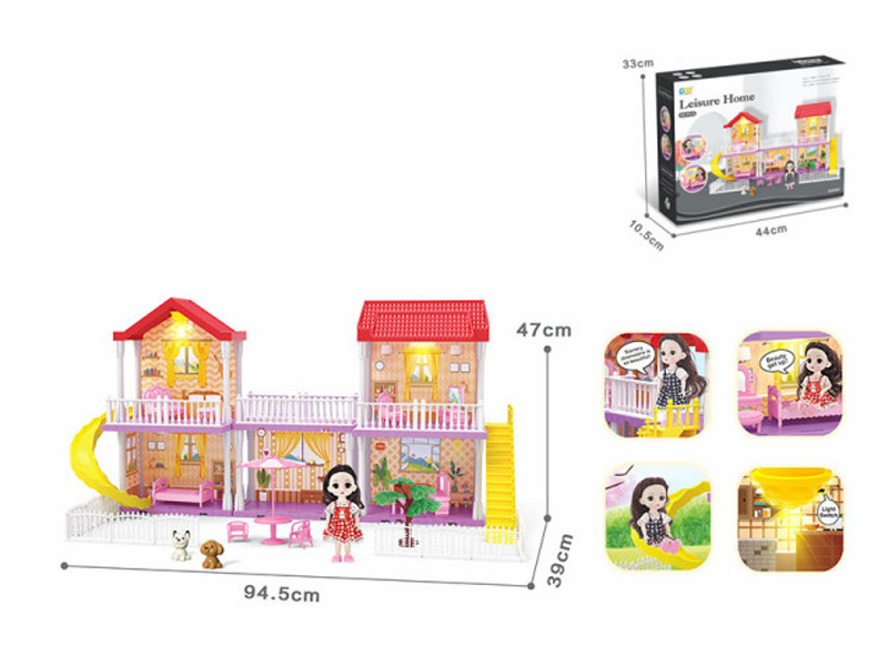 Diy Villa Set With Furniture /6-Inch Doll / Double Light