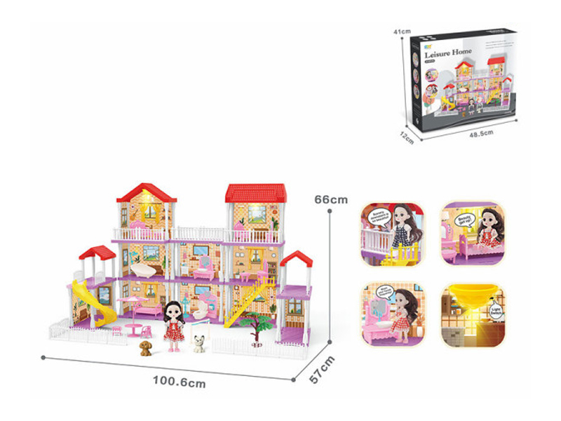 Diy Villa Set With Furniture /6-Inch Doll / Double Light