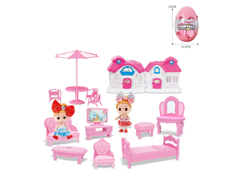A 3-And-A-Half-Inch Doll With Furniture Villa For Storing Eggs
