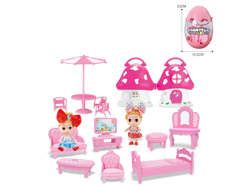 Store Eggs, 3-And-A-Half-Inch Dolls And Furniture Mushrooms