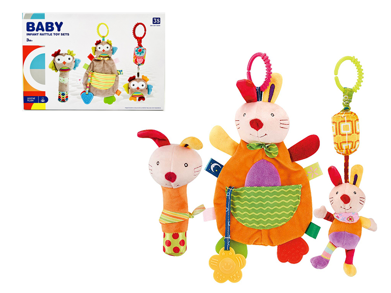 Baby Soothe Plush Infant Rattle Toy Set(Mouse)
