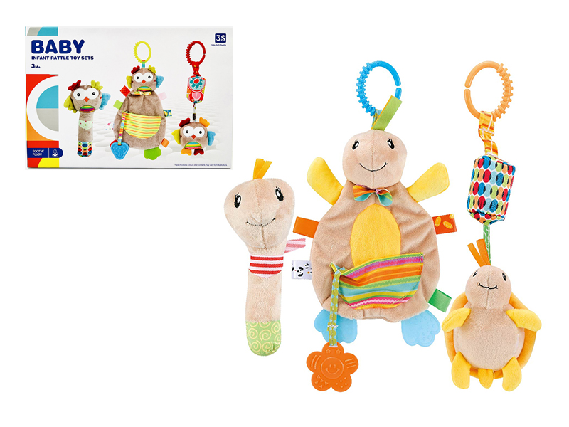 Baby Soothe Plush Infant Rattle Toy Set(Turtle)