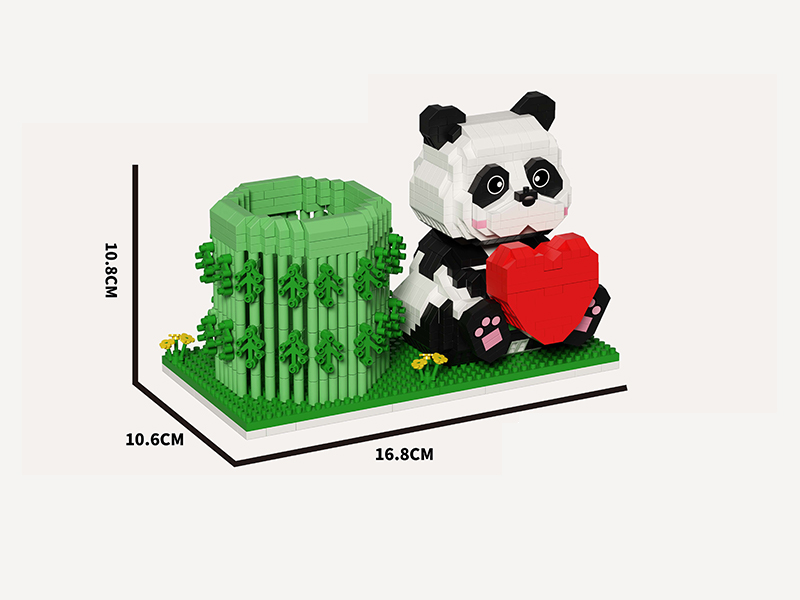 1450Pcs Bamboo Panda Expansion Bag Pen Holder Micro Drill Building Blocks