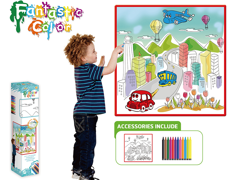 City Life Scene Washable Coloring Mat(80*80CM)