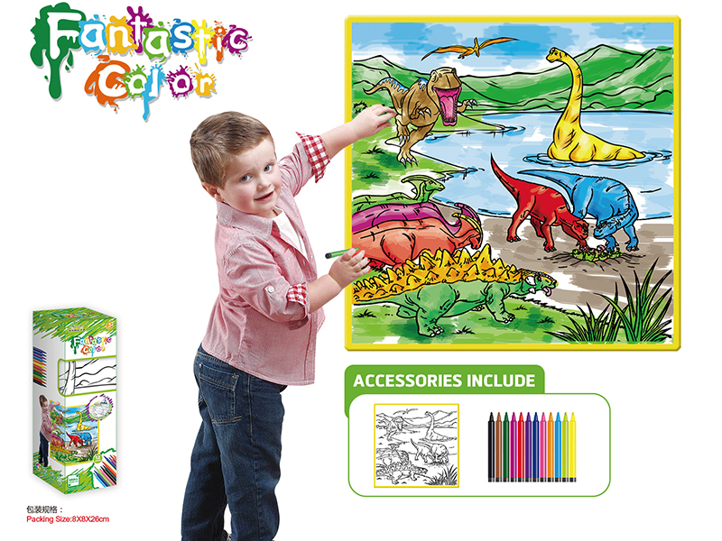 Washable Coloring Mat(Dinosaurs World)50*50CM