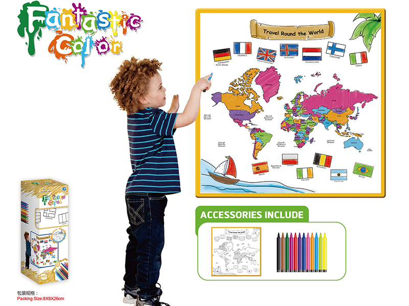 Washable Coloring Mat(World Map)50*50CM