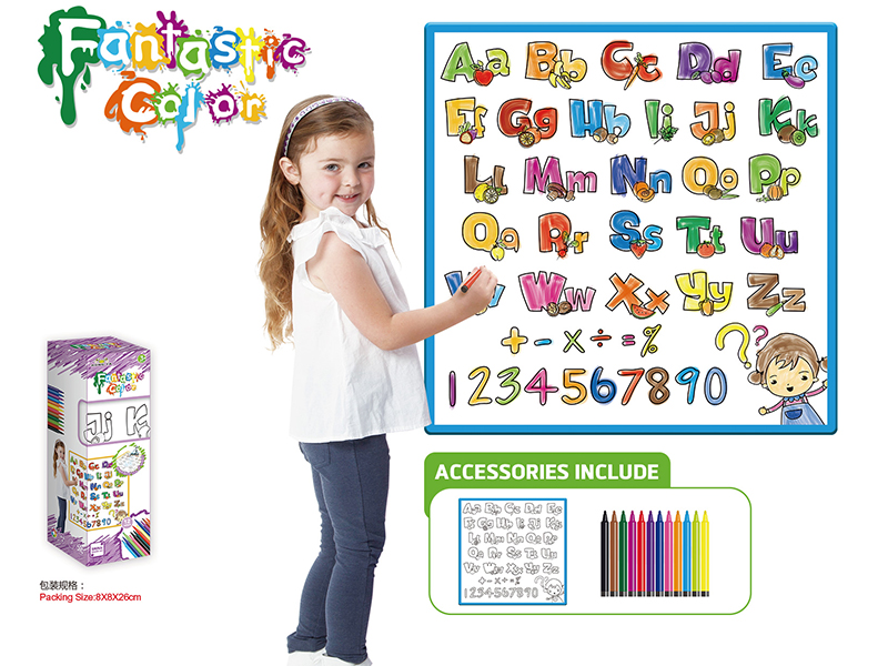 Washable Coloring Mat(English Alphabet Fruits)50*50CM