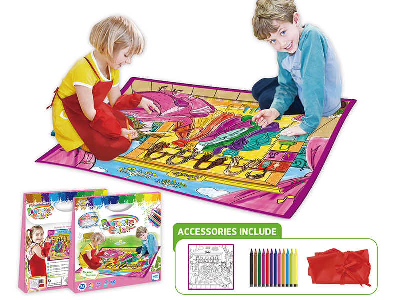 Small Dancing Party Scene Washable Coloring Mat + Apron 50*50CM