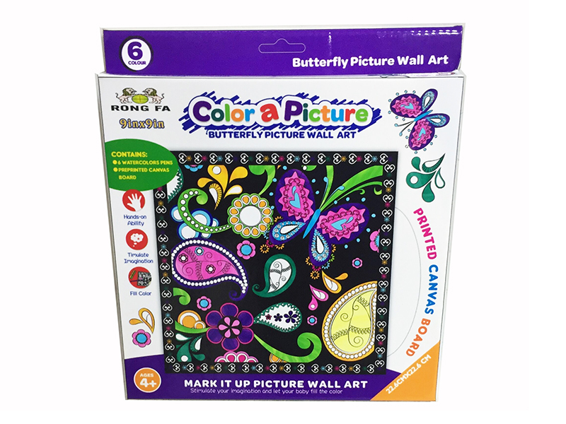 Butterfly Picture Wall Art Coloring Printed Canvas Board