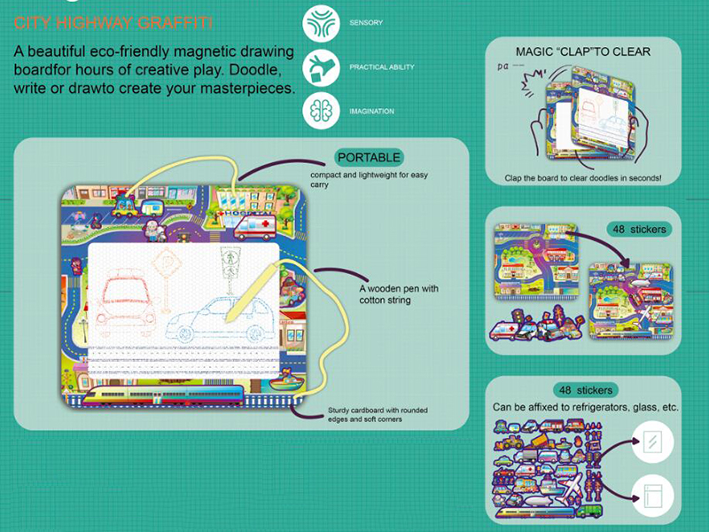 3D Magnetism Drawing Board - City Highway Graffiti