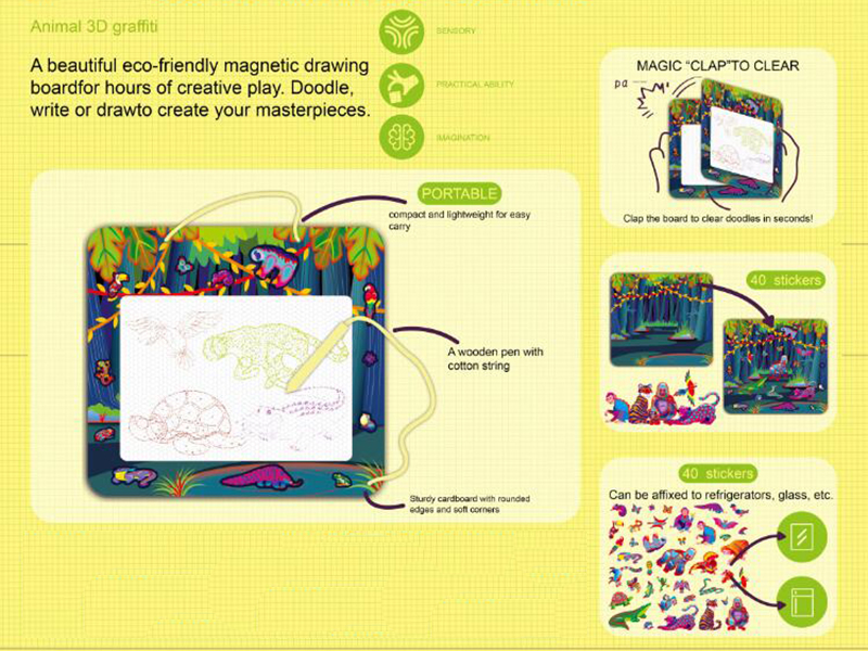 3D Magnetism Drawing Board - Animal 3D Graffiti