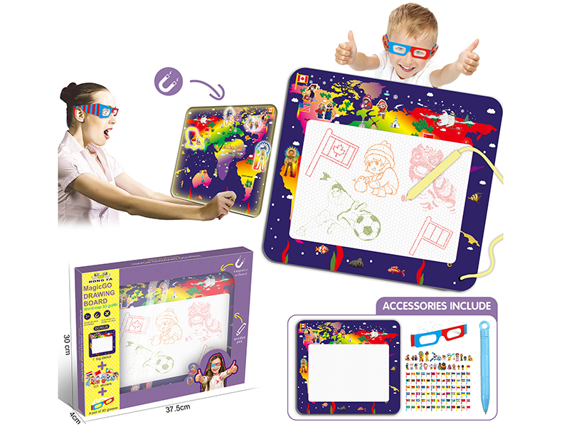 3D Magnetism Drawing Board - World Map 3D Graffiti