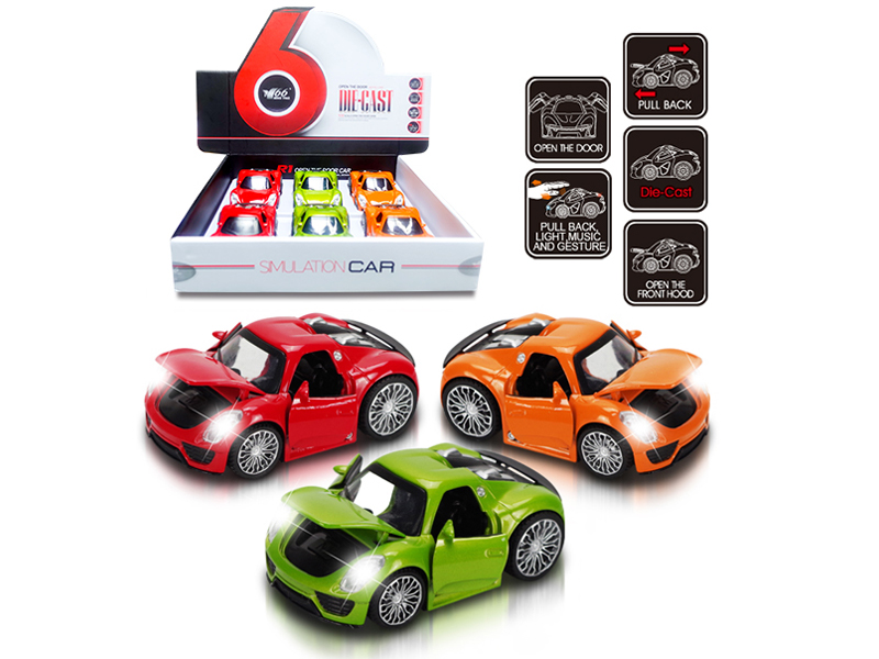 1:32 Q Porsche Alloy 3-Door Pull Back Car