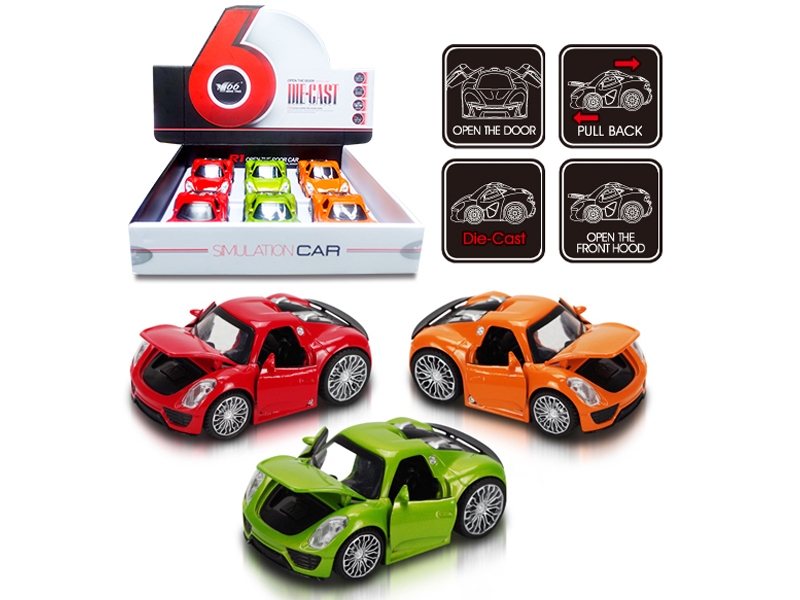 1:32 Q Porsche Alloy 3-Door Pull Back Car