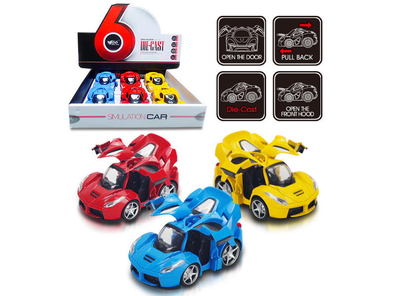 1:32 Q Ferrari Alloy 3 Open Door Pull Back Car