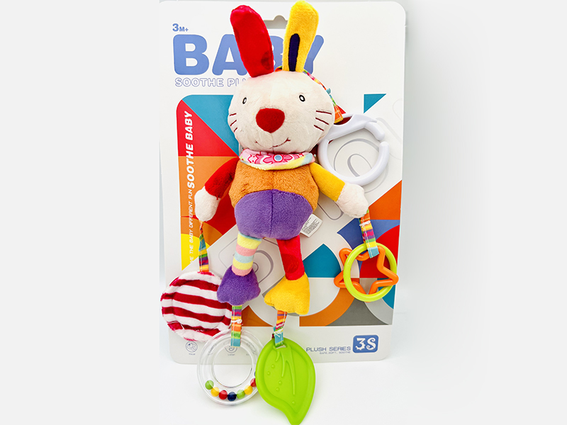 Plush Rabbit Teether Bedside Bell Baby Stroller Pendant