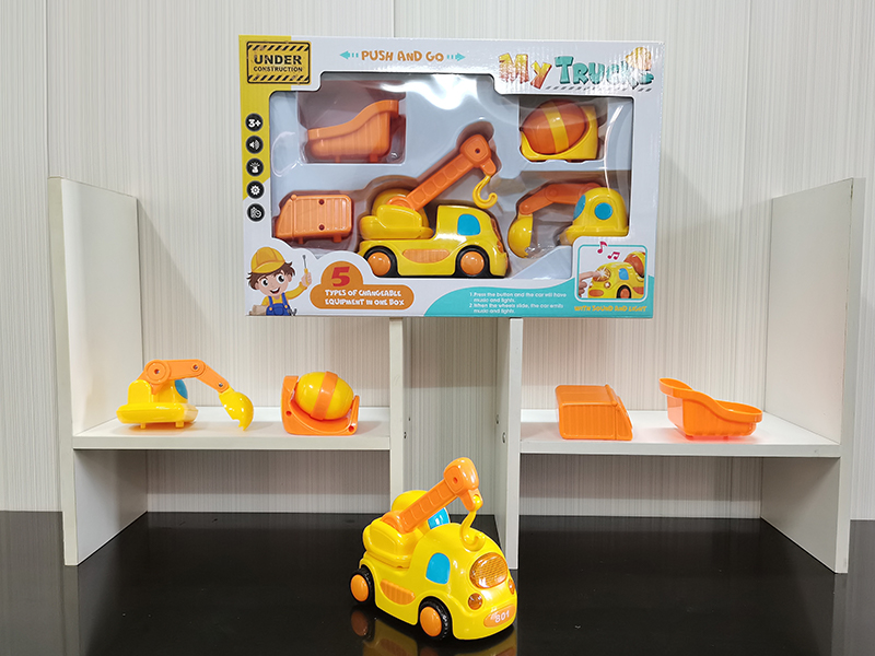 5 In 1 Friction Cartoon Engineering Vehicle Set With Sound And Light