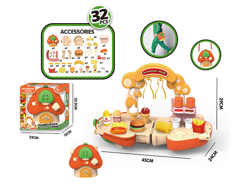 Mushroom House Messenger Bag Hamburger Theme 32pcs